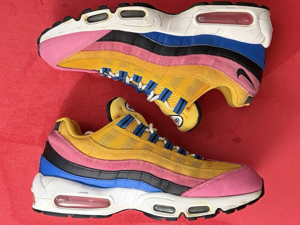 SIZE MENS 9.5 - Nike Air Max 95 - Colorblock Yellow Pink Blue Low Top Mint Cond.